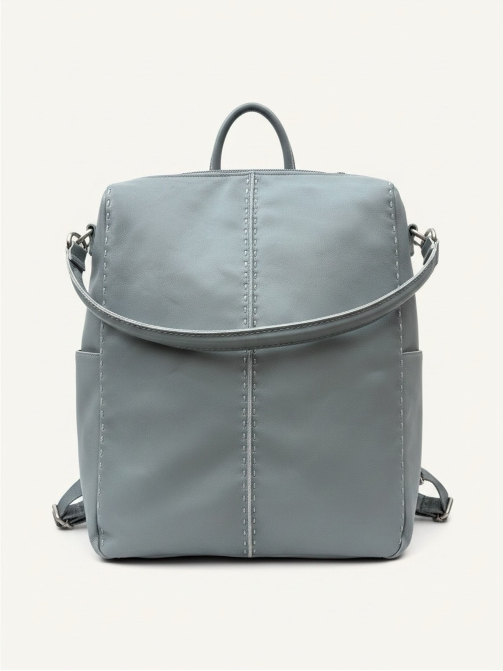 The Sak Gray Leather Convertible Backpack Shoulder Bag New